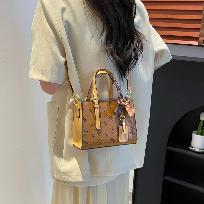 Miss Angel PU Crossbody One Shoulder Handbag Regular Women's Brown/Yellow/Ecru-16
