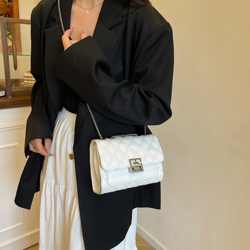 Miss Angel PU Crossbody Bag Regular Women's White Black-5