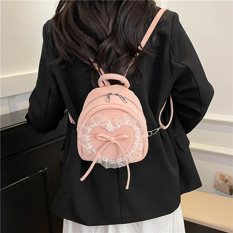 Miss Angel PU Backpack Regular Women's Pink/Blue/Black-7