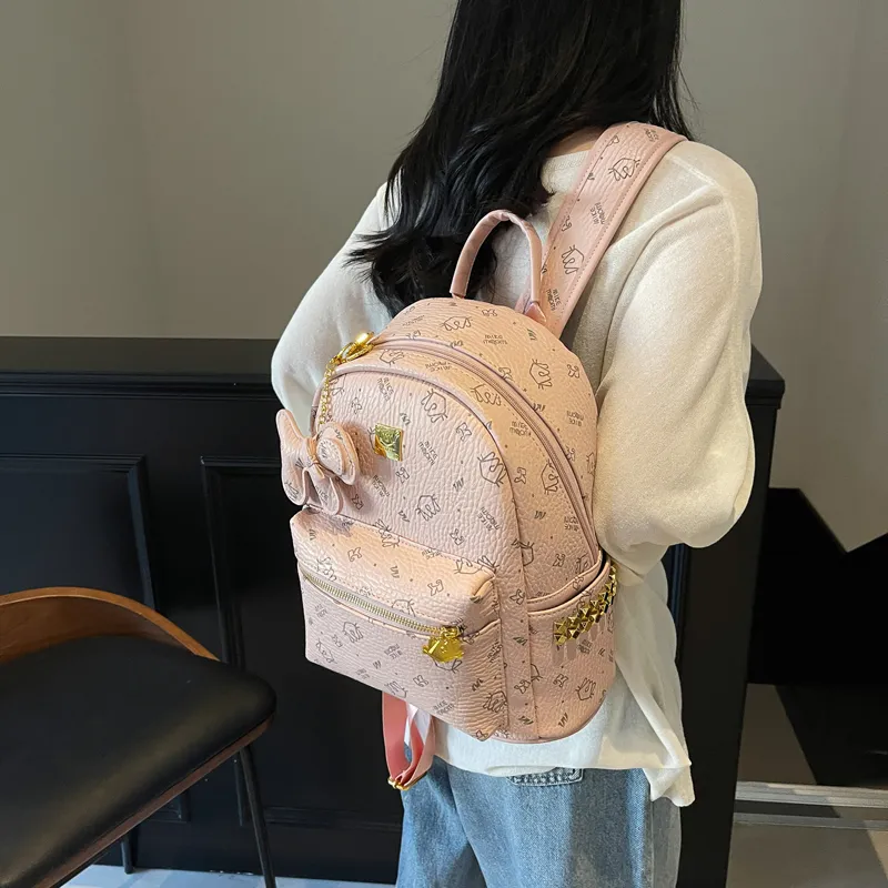 Miss Angel PU Backpack Women's Brown/Pink/Black-11