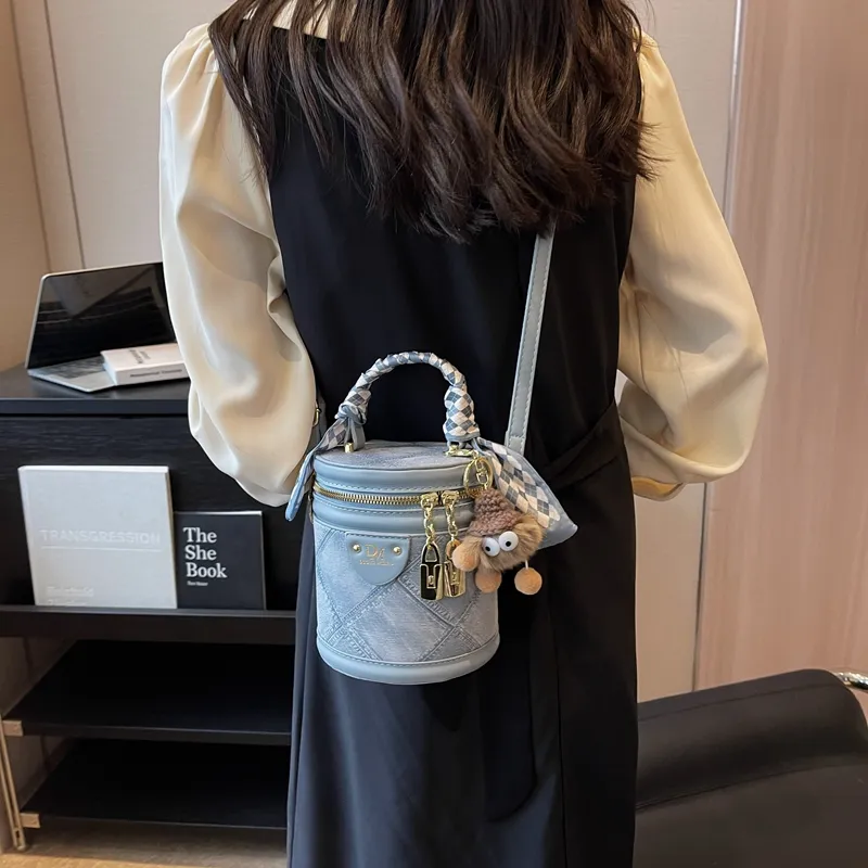 Miss Angel PU Crossbody Handbag Women's White/Black/Blue-17