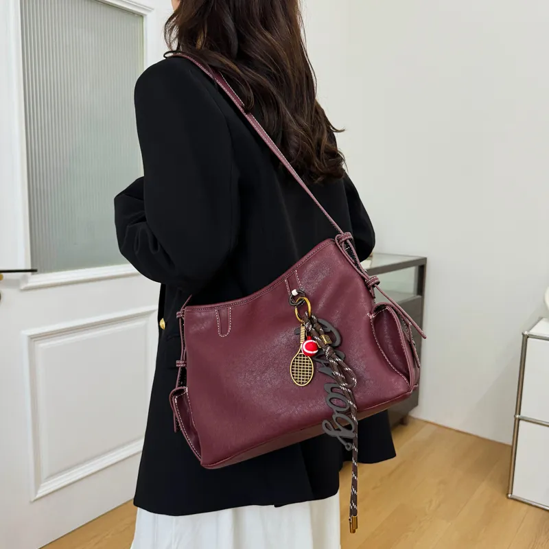 Miss Angel PU Shoulder Bag Crossbody Bag Regular Women's Black/Burgundy/Umber-6