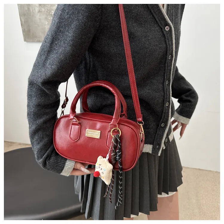 Miss Angel PU Crossbody One Shoulder Handbag Regular Women's Black/Red/Coffee/Brown-7