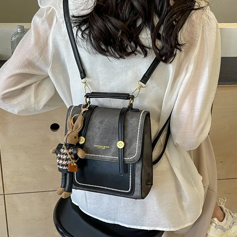 Miss Angel PU Backpack Regular Women's Blue/Black/Ecru-10