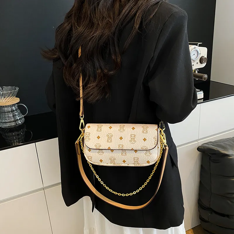 Miss Angel PU Crossbody Bag Women's Brown/White-8