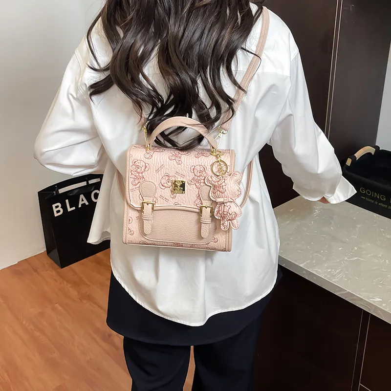 Miss Angel PU Backpack Women's White/Pink/Brown-7