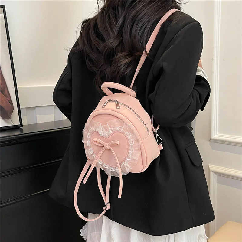 Miss Angel PU Backpack Regular Women's Pink/Blue/Black-10
