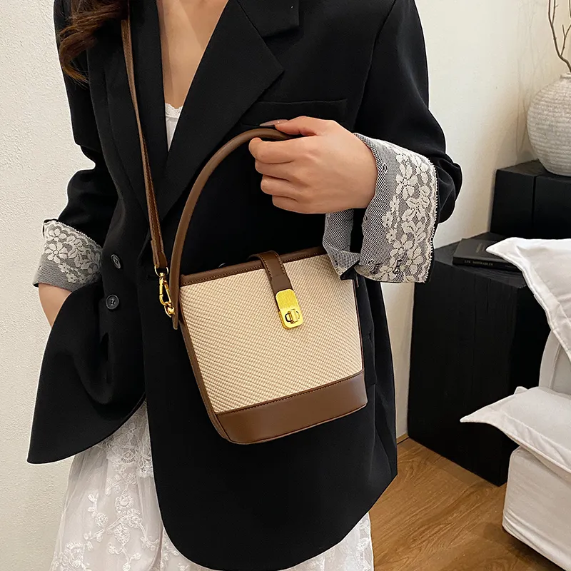 Miss Angel PU Crossbody One Shoulder Handbag Women's Brown/Black-2
