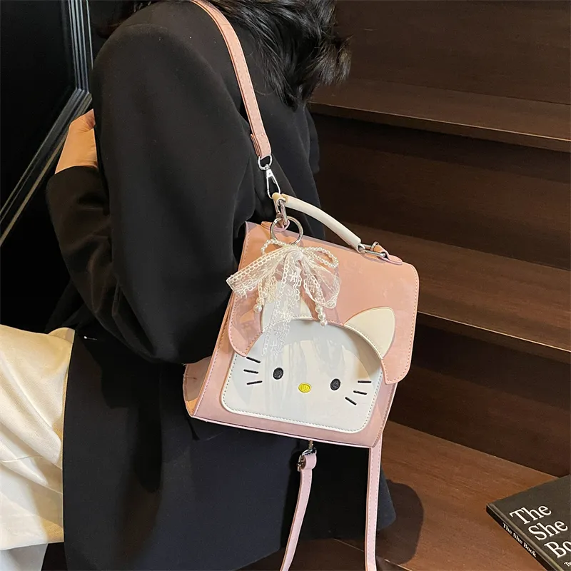 Miss Angel PU Backpack Women's Black/White/Blue/Pink-1