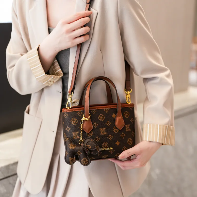 Miss Angel PU Shoulder Bag, Crossbody Bag, Handbag Regular Women's Brown/Apricot-3
