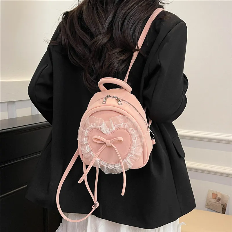 Miss Angel PU Backpack Regular Women's Pink/Blue/Black-9