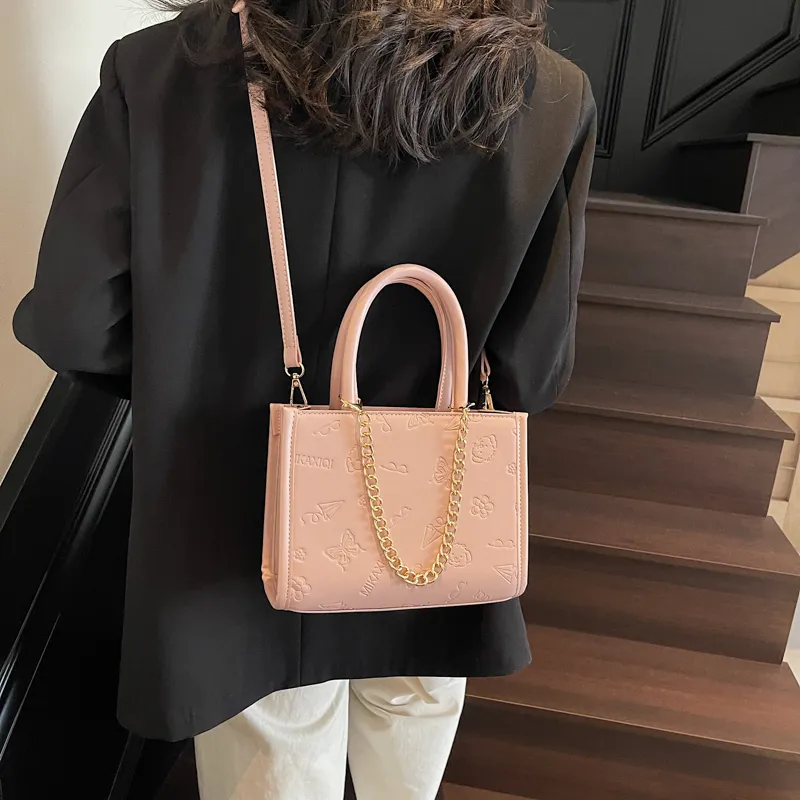 Miss Angel PU Crossbody One Shoulder Handbag Women's Black/Ecru/Pink/Ancora Red-14