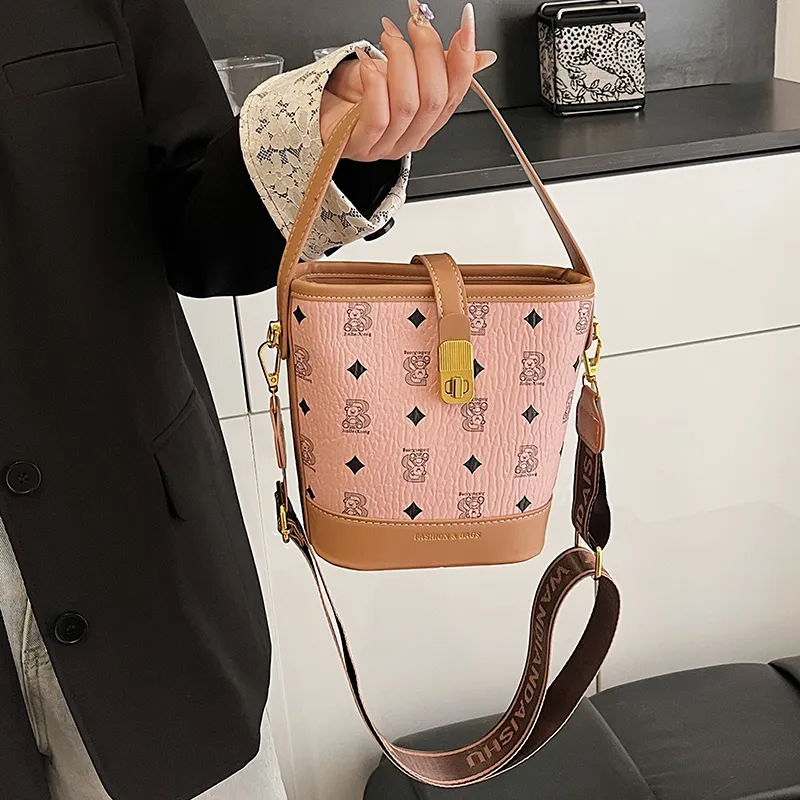Miss Angel PU Bucket Bag, Crossbody Handbag Women's Multicolor-13