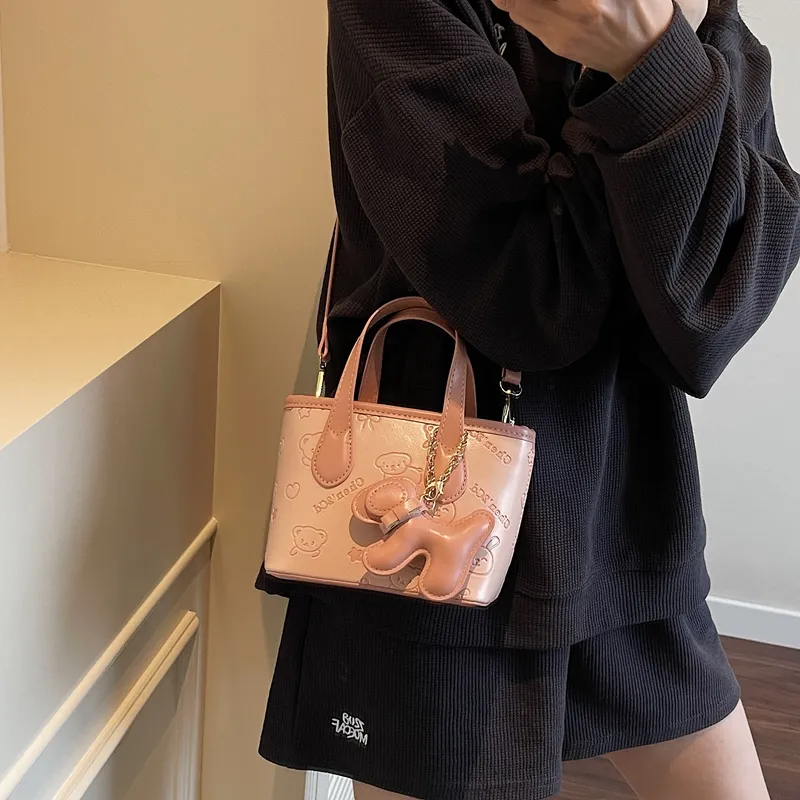 Miss Angel PU Bucket Bag, One Shoulder Handbag Women's Multicolor-8