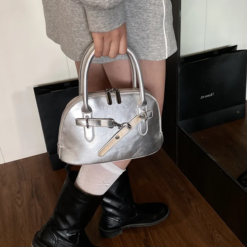 Miss Angel PU Crossbody Handbag Women's White/Silver/Black-16