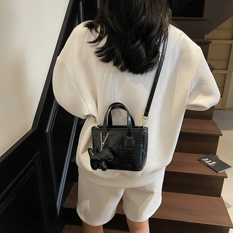 Miss Angel PU Bucket Bag, One Shoulder Handbag Women's Multicolor-23