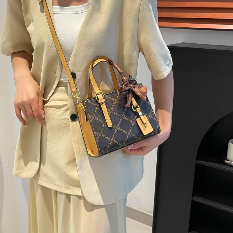 Miss Angel PU Crossbody One Shoulder Handbag Regular Women's Brown/Yellow/Ecru-23