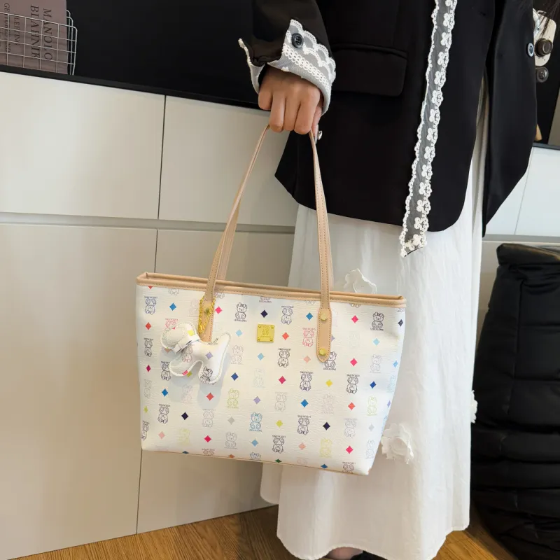 Miss Angel PU Shopping Bag, Tote Bag, Handbag, Shoulder Bag Women's White, Beige, Pink, Brown, Black, Coffee-3
