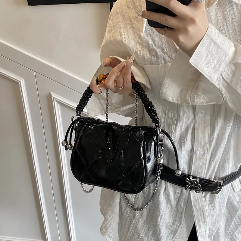 Miss Angel PU Crossbody Bag Women's Black/White/Silver-13