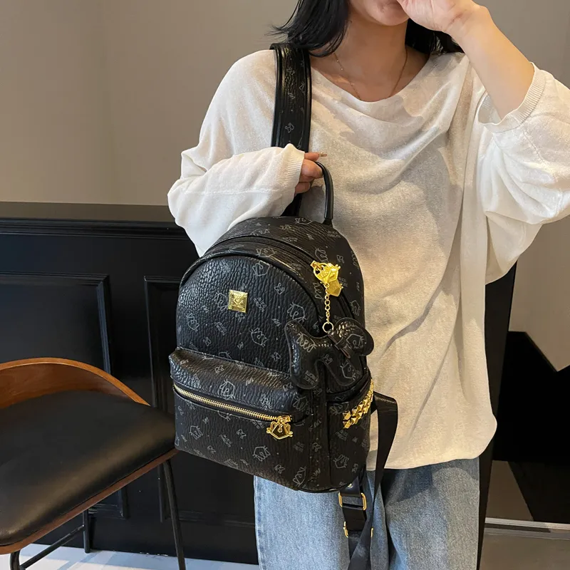 Miss Angel PU Backpack Women's Brown/Pink/Black-19