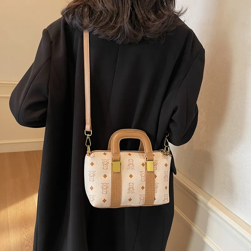 Miss Angel PU Crossbody Handbag Women's Brown/White/Pink-13