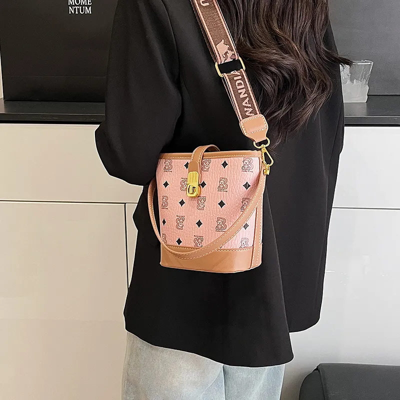 Miss Angel PU Bucket Bag, Crossbody Handbag Women's Multicolor-17