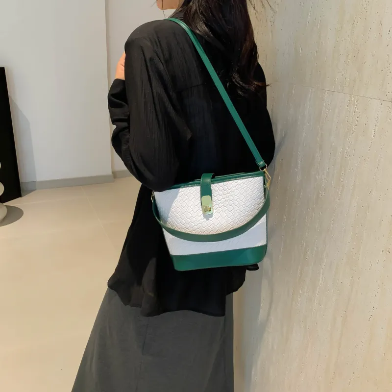 Miss Angel PU Bucket Bag, One Shoulder Handbag Women's Multicolor-13