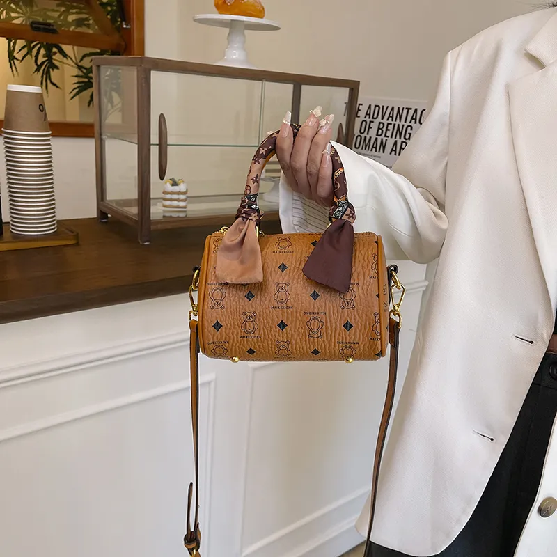 Miss Angel PU Handbag Women's Brown/Apricot-1