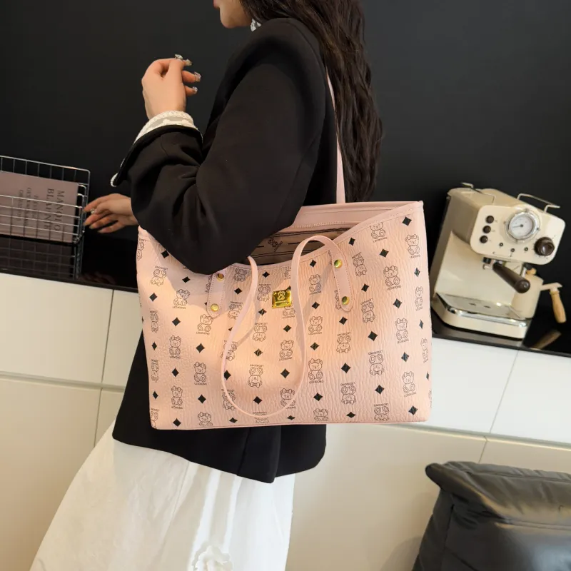 Miss Angel PU Shopping Bag, Tote Bag, Handbag, Shoulder Bag Women's White, Beige, Pink, Brown, Black, Coffee-14