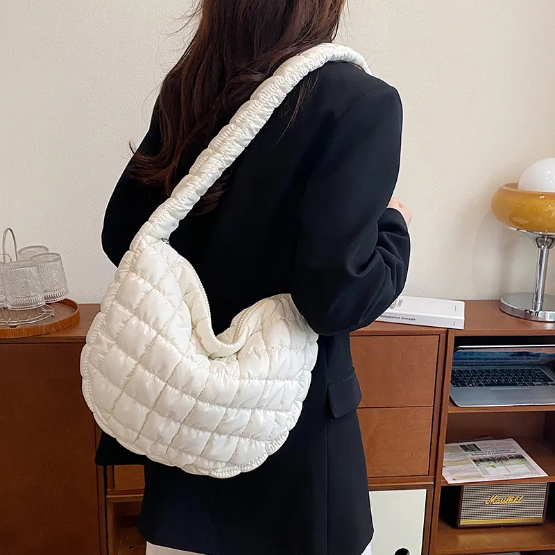 Miss Angel Composite Cloth Crossbody Bag Large Size Women's White/Black-2