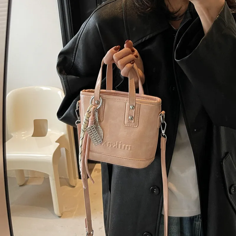 Miss Angel PU Shoulder Bag, Crossbody Bag, Handbag Women's Black/White/Pink-9