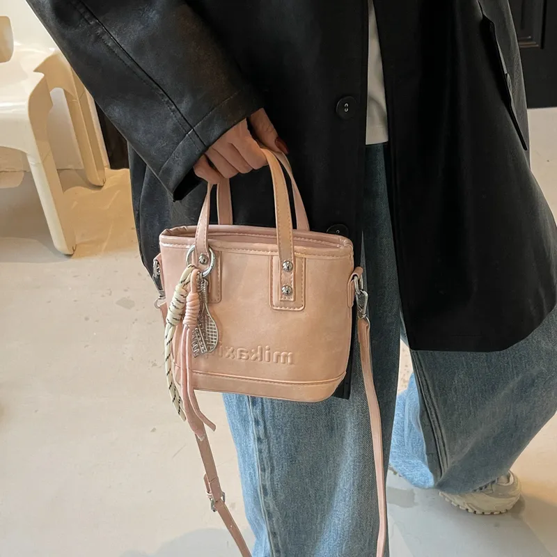 Miss Angel PU Shoulder Bag, Crossbody Bag, Handbag Women's Black/White/Pink-10