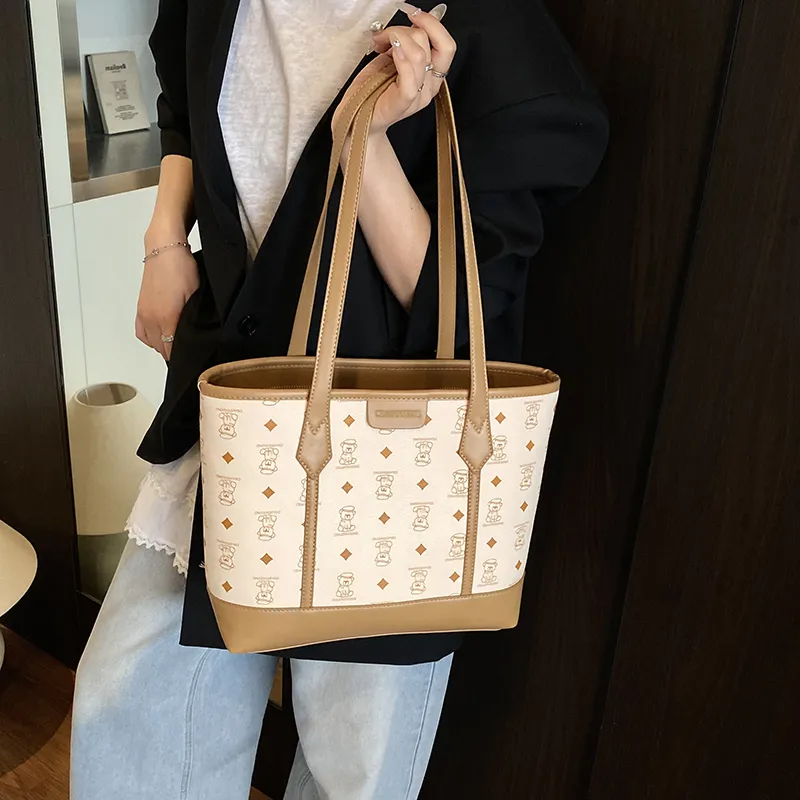 Miss Angel PU Tote Bag, Shoulder Bag Regular Women's Khaki/Pink/Brown/Black-3