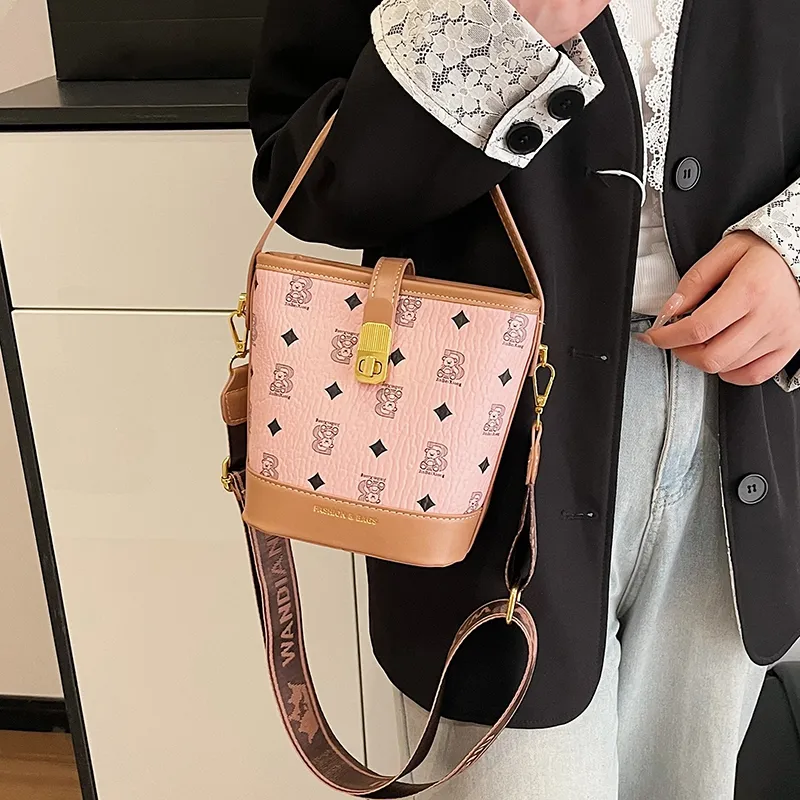 Miss Angel PU Bucket Bag, Crossbody Handbag Women's Multicolor-14