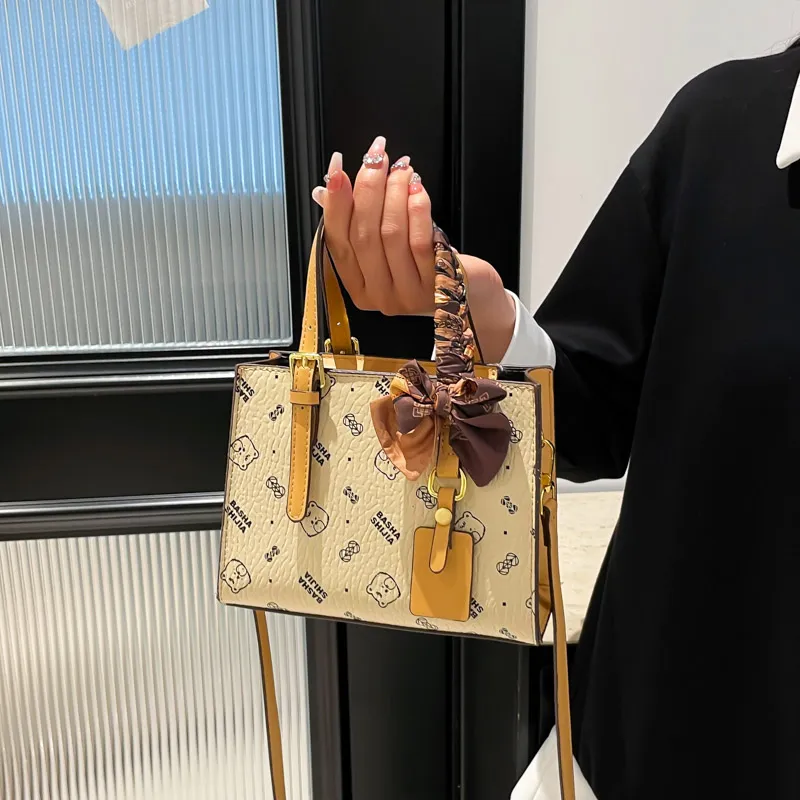 Miss Angel PU Crossbody One Shoulder Handbag Regular Women's Brown/Yellow/Ecru-1