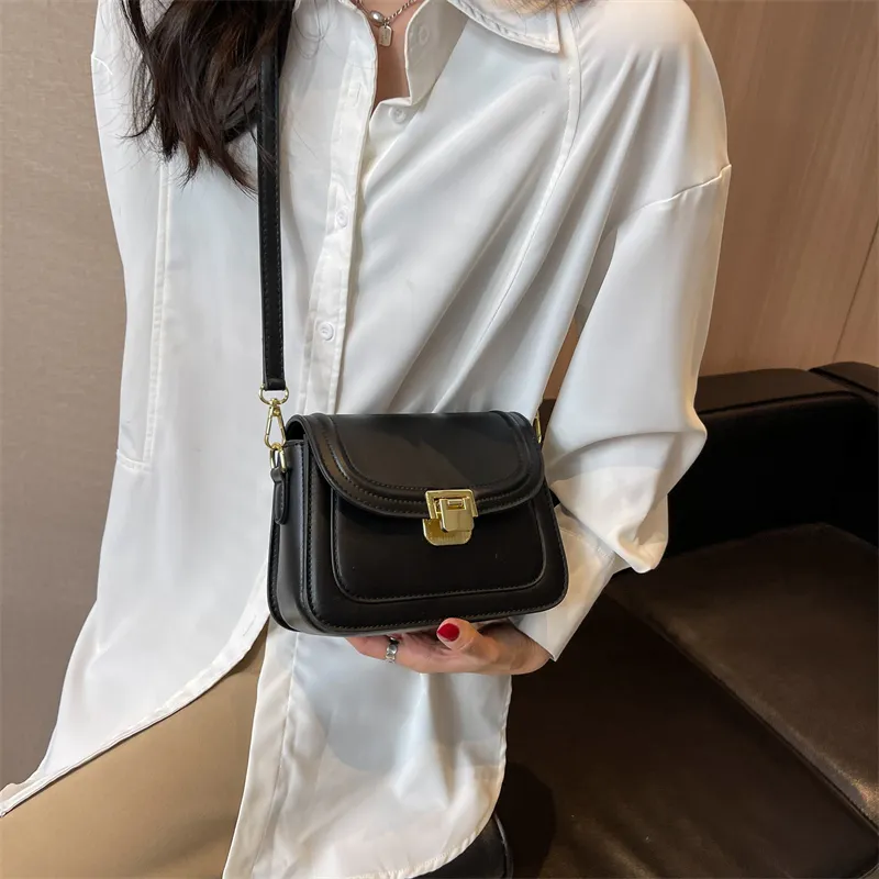 Miss Angel PU Crossbody Bag Key Pouch For Outings Women's Ecru/Black-16