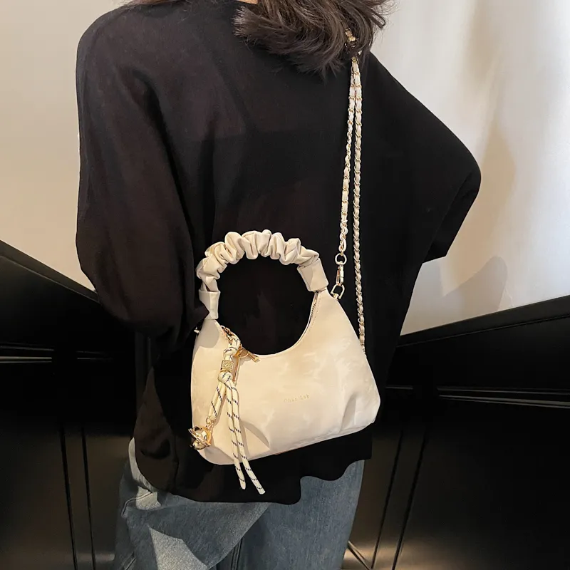 Miss Angel PU Crossbody One Shoulder Handbag Women's Beige/Black-3
