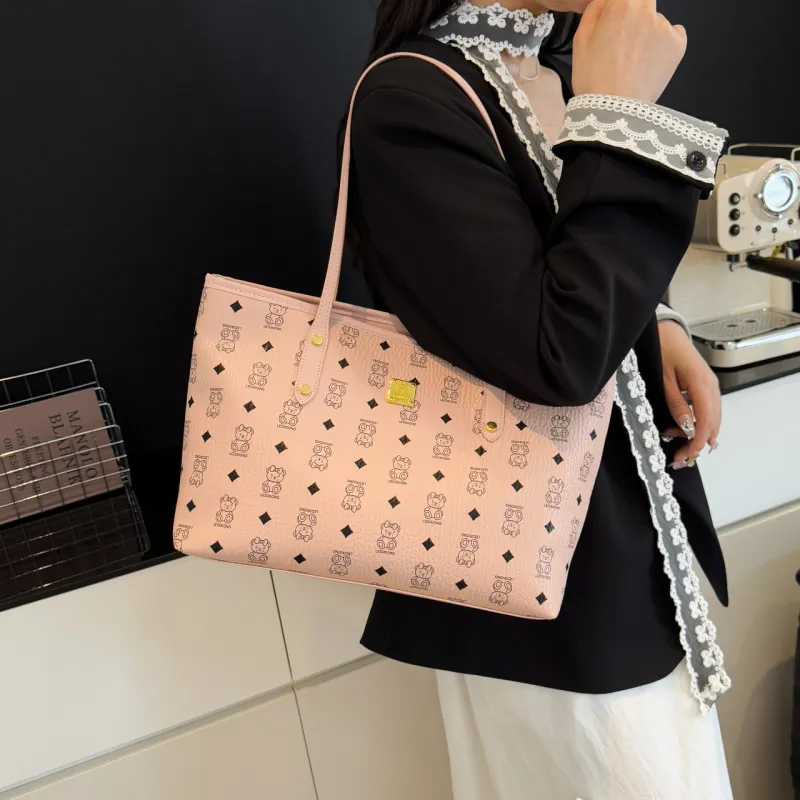 Miss Angel PU Shopping Bag, Tote Bag, Handbag, Shoulder Bag Women's White, Beige, Pink, Brown, Black, Coffee-16