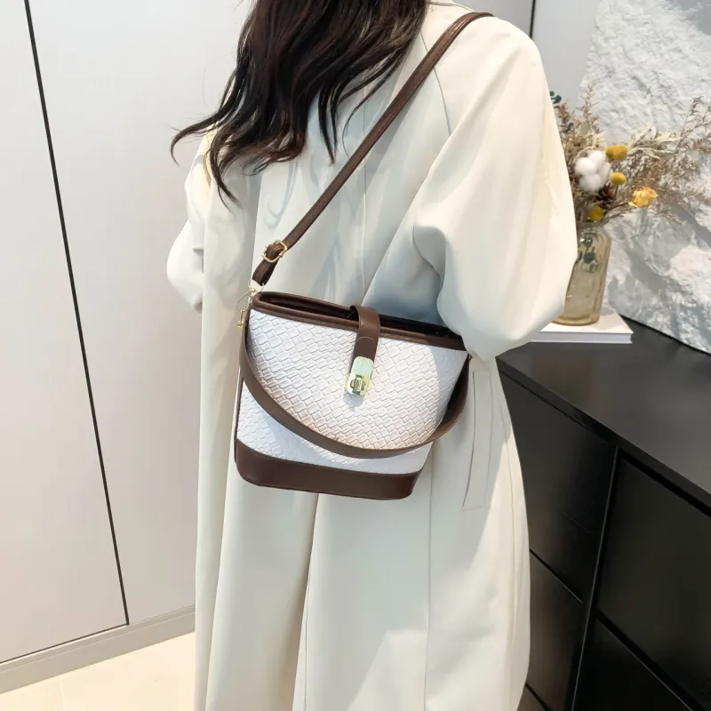 Miss Angel PU Bucket Bag, One Shoulder Handbag Women's Multicolor-28
