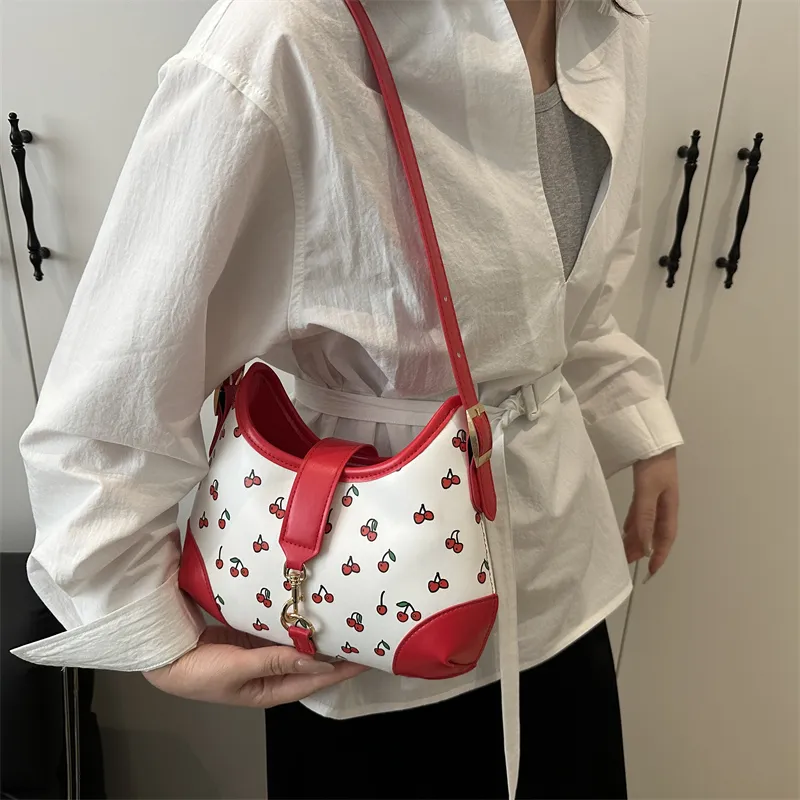 Miss Angel PU Crossbody Bag Women's White/Black/Red-4