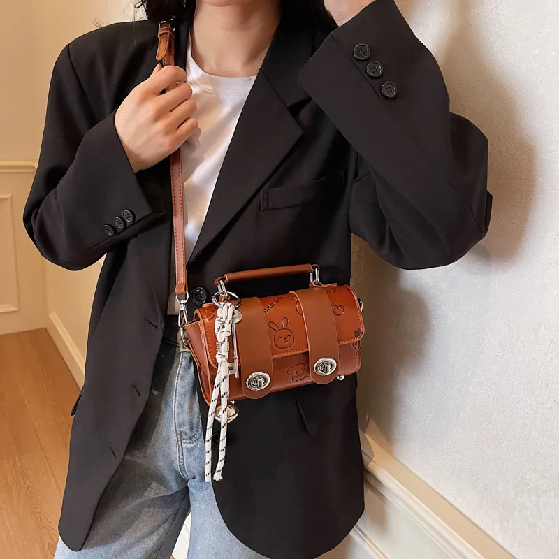 Miss Angel PU Crossbody One Shoulder Handbag Regular Women's Pink/Ecru/Black/Brown-23