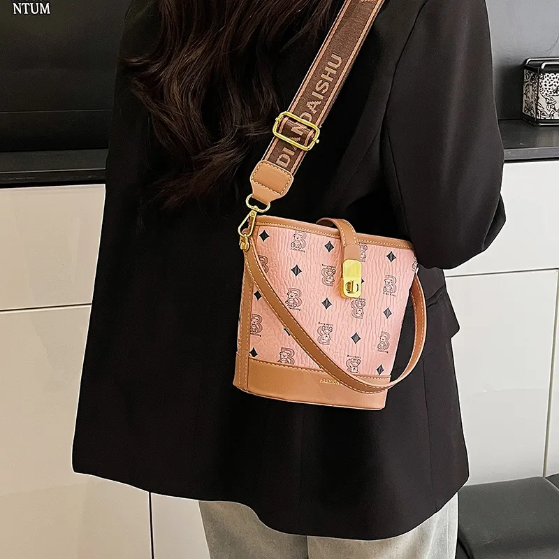 Miss Angel PU Bucket Bag, Crossbody Handbag Women's Multicolor-16