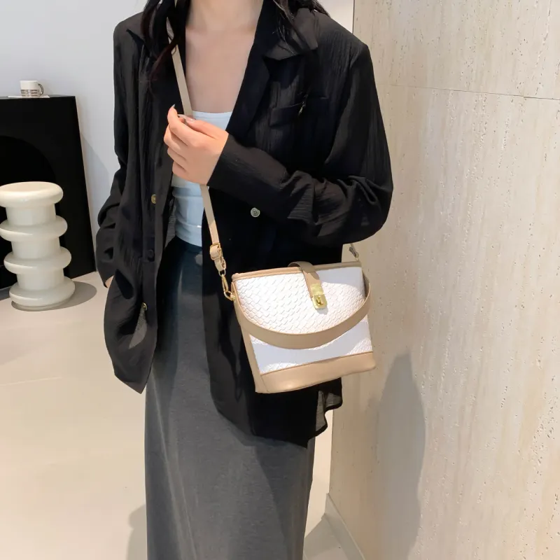 Miss Angel PU Bucket Bag, One Shoulder Handbag Women's Multicolor-17