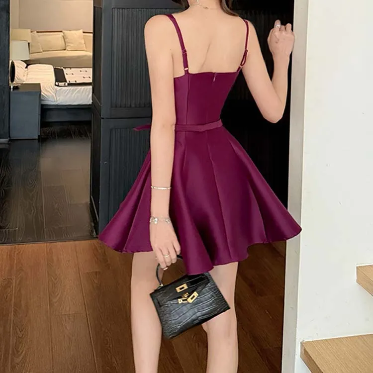 TURN UP Slip Dress Women's Rose Purple/Bowknot Hair Tie Comes With-2
