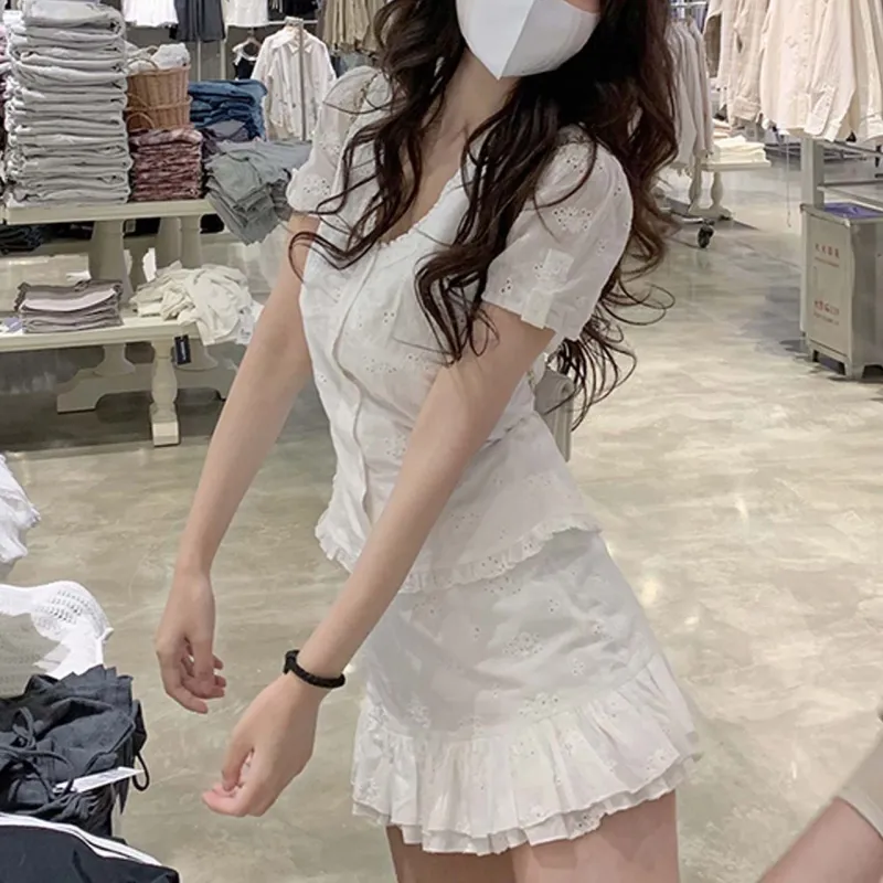 TURN UP Skirt Set Women's White-5