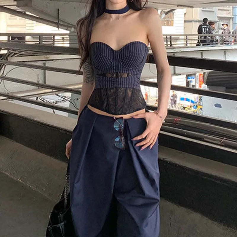 TURN UP Casual Suit Women's Navy Blue Two Piece Set-4