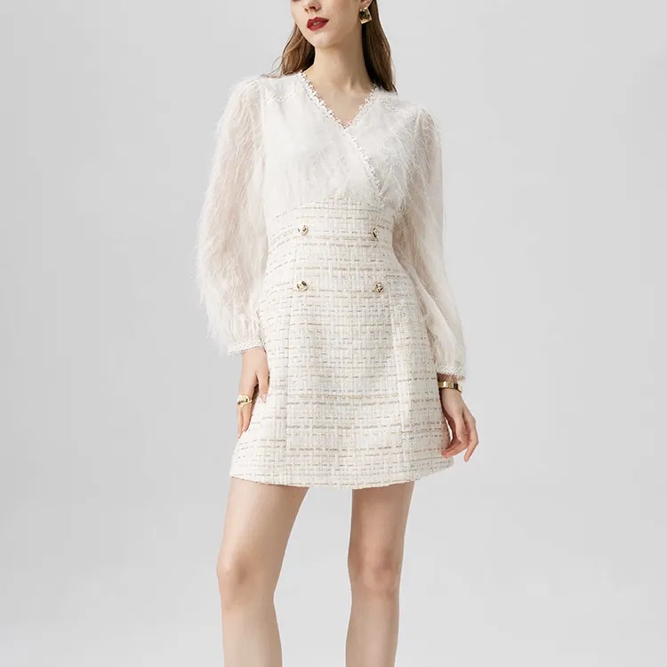 TURN UP Long-Sleeved Dresses Women's Apricot-2