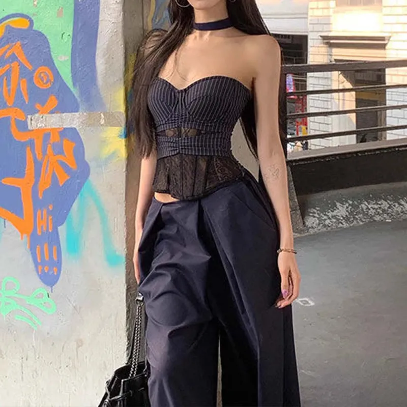 TURN UP Casual Suit Women's Navy Blue Two Piece Set-3