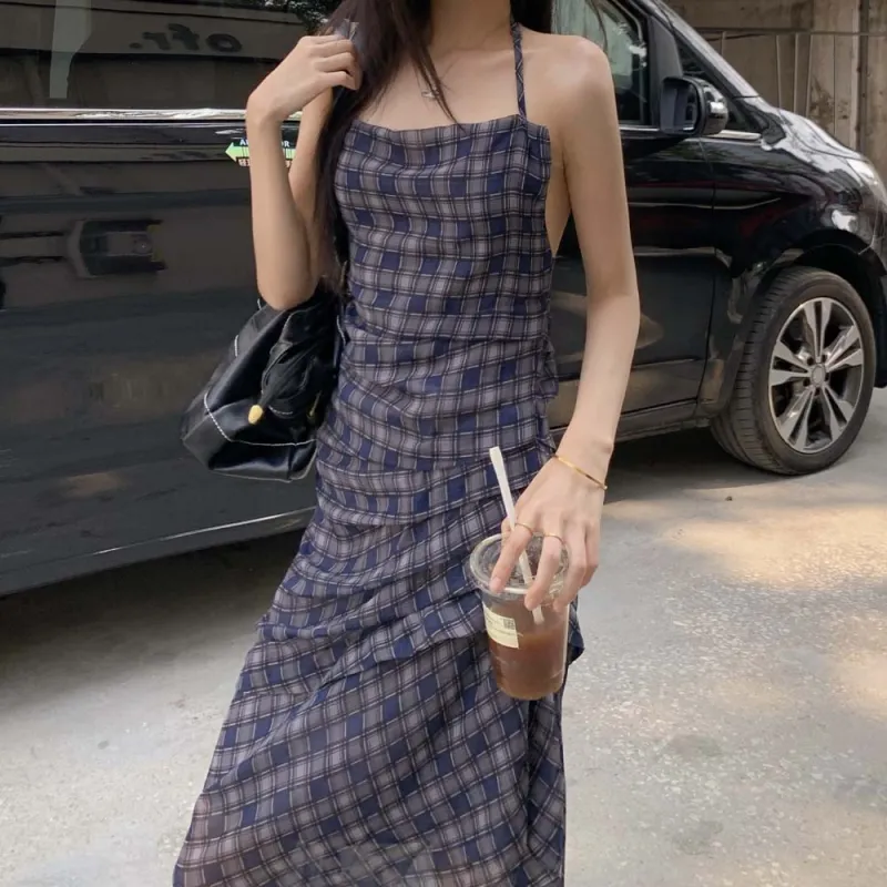 TURN UP Slip Dress Women's Blue Purple+Bowknot Hair Tie Comes With-4