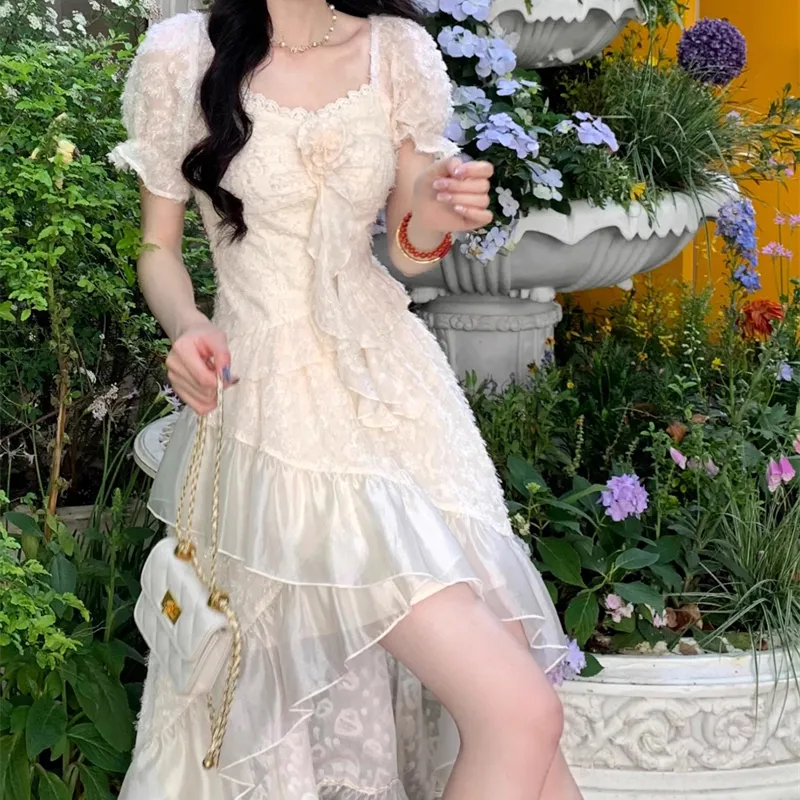 TURN UP Short Sleeved Dress Women's Gentle Apricot-3